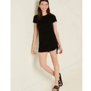 Victoria’s Secret PINK Terry Cloth Mini Dress Black Ruched Sides Women’s Size L